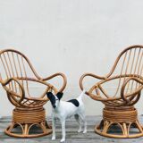 Pair of bamboo armchairs