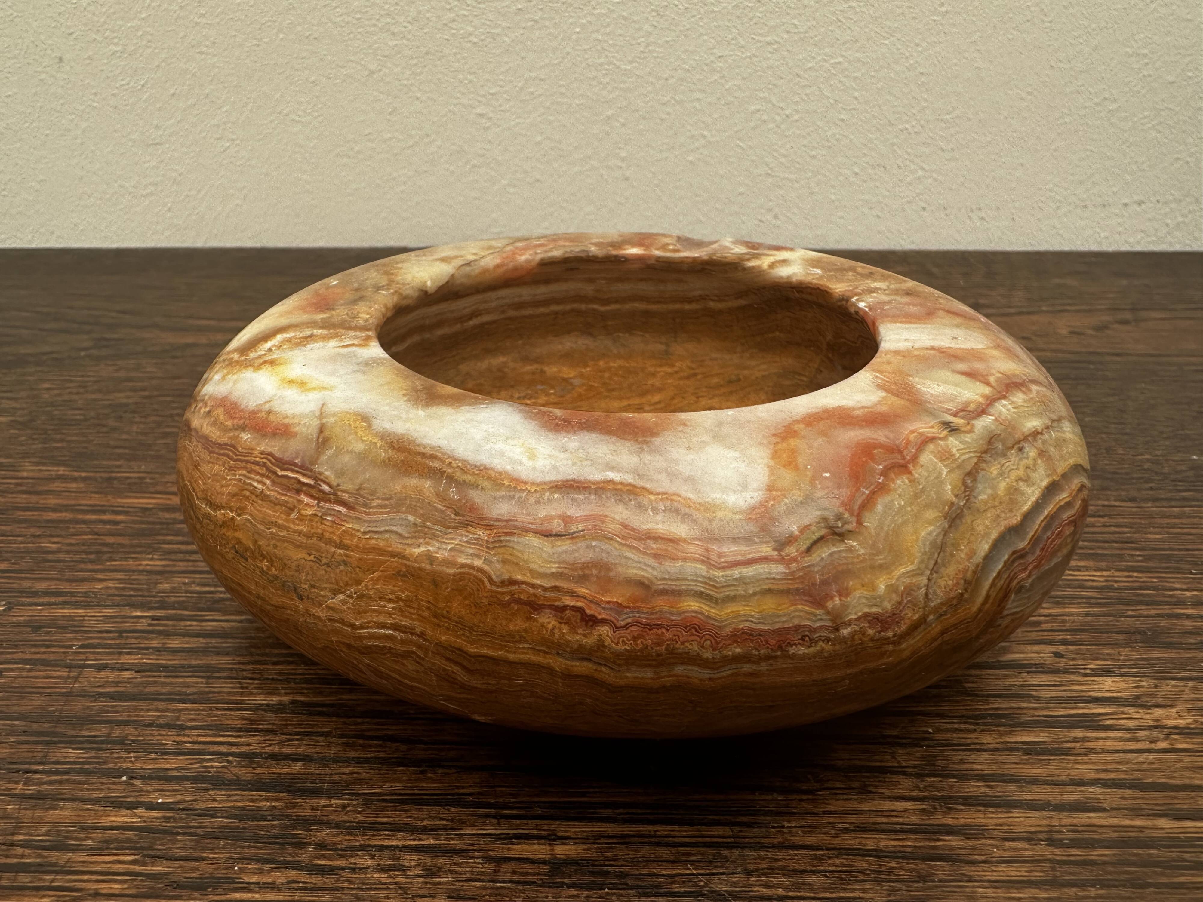 Vintage Orange Marble Ashtray Diameter 12 cm