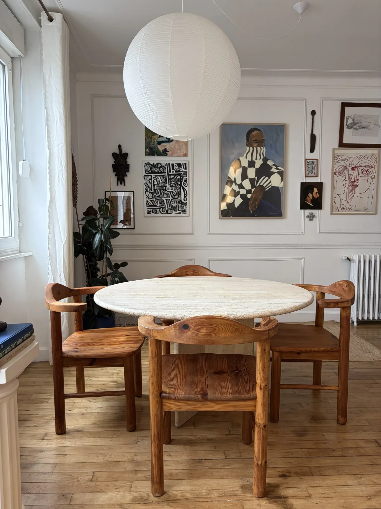 4 pine armchairs from the 1970s