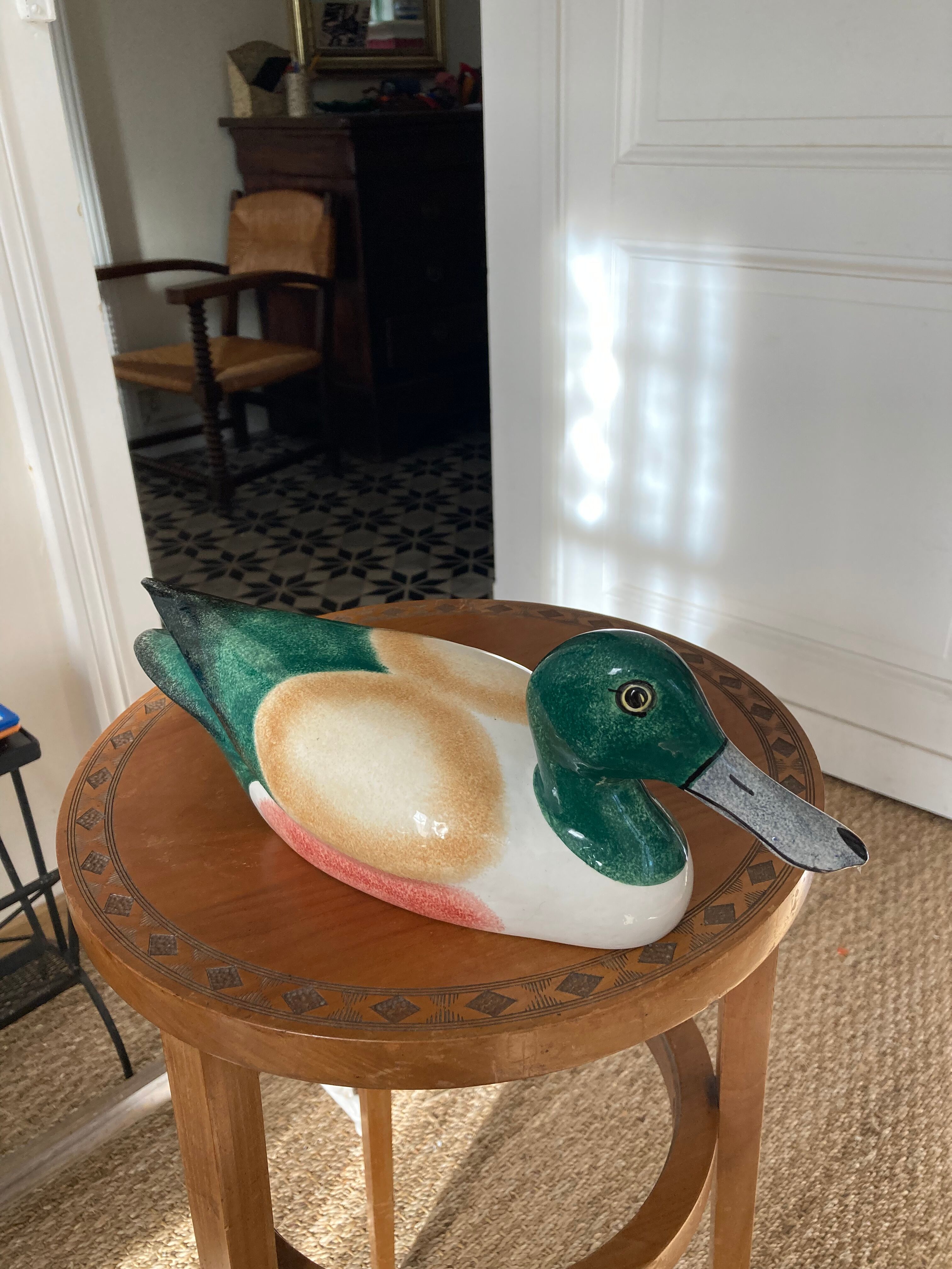 Duck Colbert vintage glazed ceramic sculpture