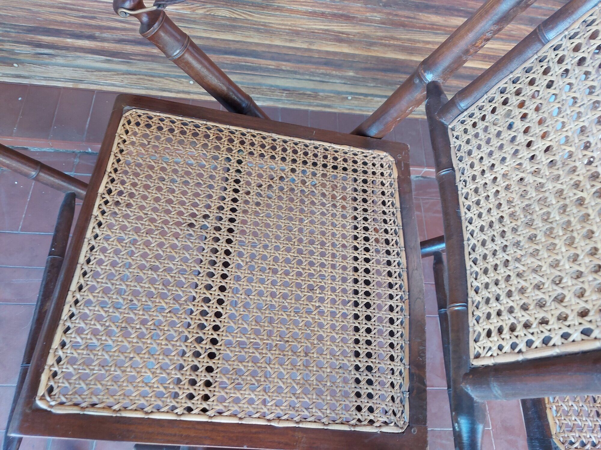Set of 4 folding chairs old colonial style