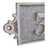 Antique french cast iron house number plate, from around 1900.