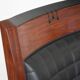 Art Deco design armchair with black leather with decorative stitching