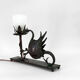 Wrought iron dragon table lamp, circa 1900
