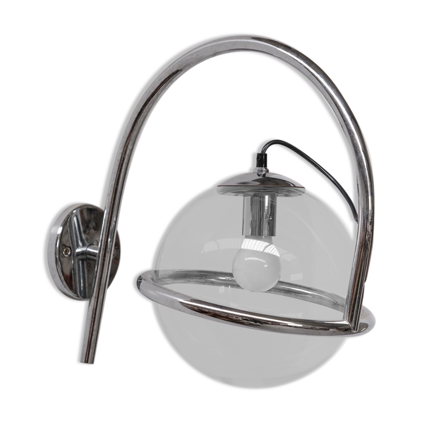 Chrome and clear glass mid-century kinkeldey wall light