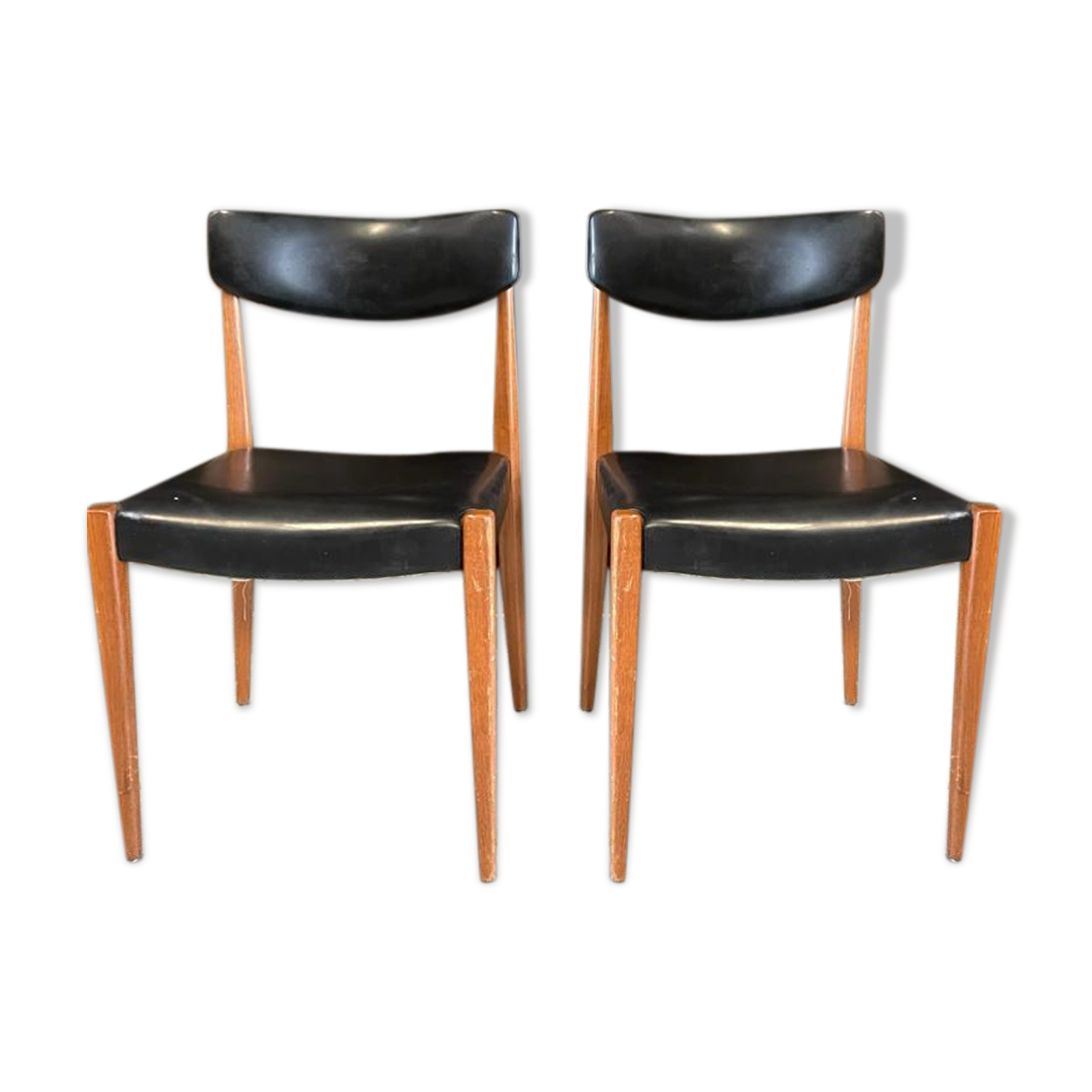 Lot of two vintage black chairs - 1960s wood