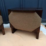 Pair of bedside tables wood and fabric - table