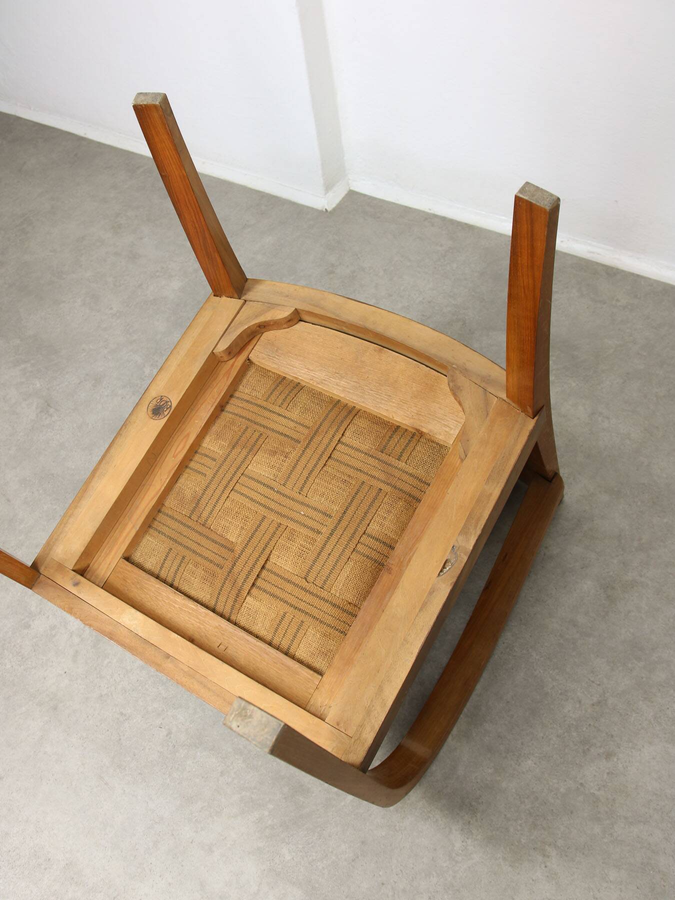 Italian Art Deco Lounge Chairs in Wood & Black Leatherette, set of 2