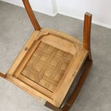 Italian Art Deco Lounge Chairs in Wood & Black Leatherette, set of 2