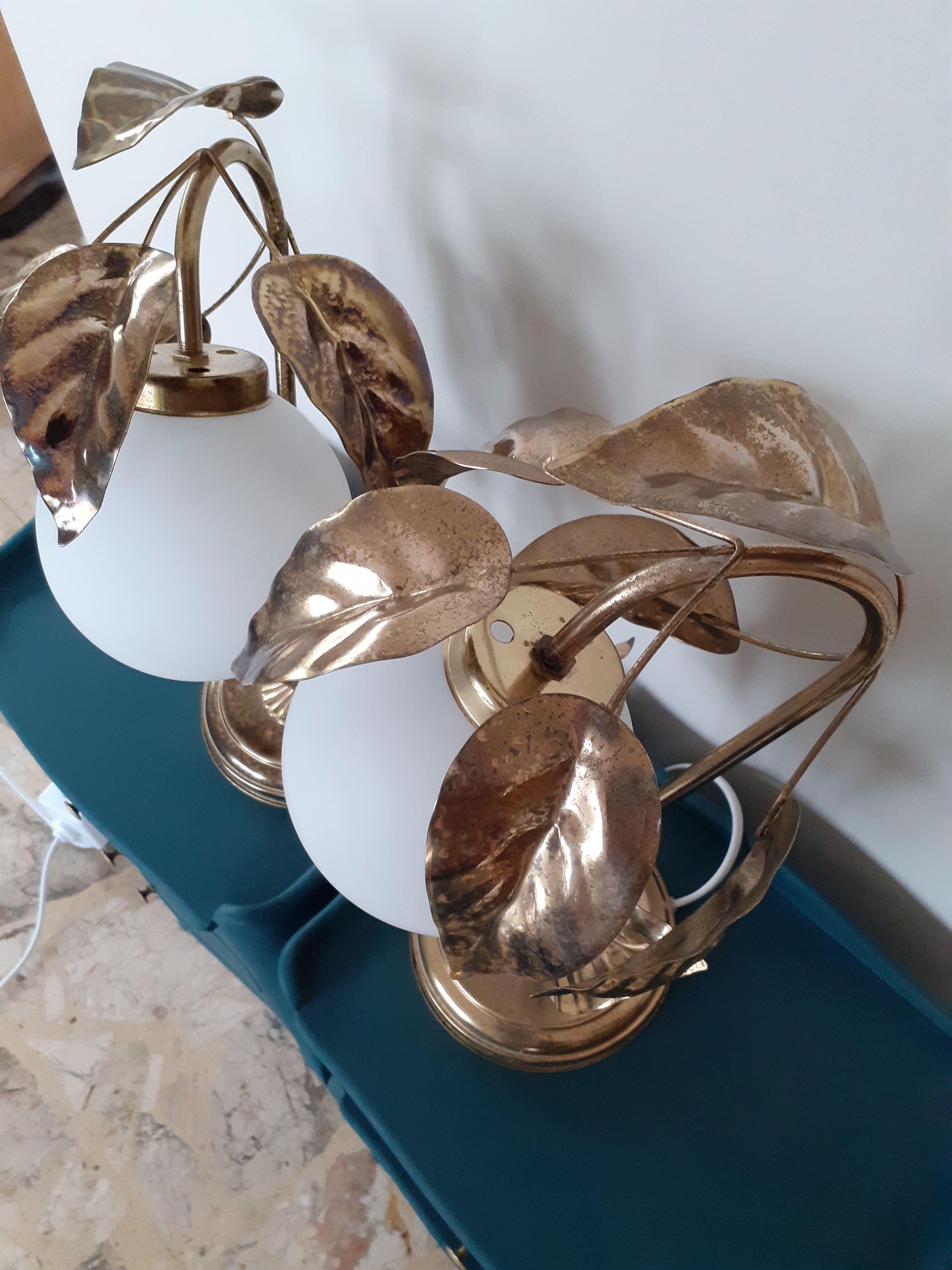 Paire de lampes métal doré
