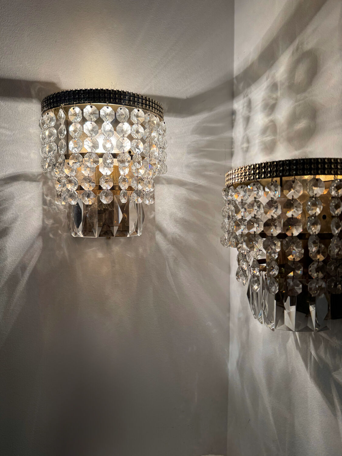 1970s brass pendant wall lights