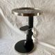 Vintage side table in glass, wood and aluminum