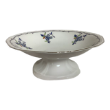 Ancien plat pied douche liseré argenté fleurs myosotis