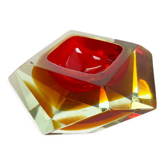 Murano glass sommerso diamond bowl ashtray element by flavio poli, italy, 1970s