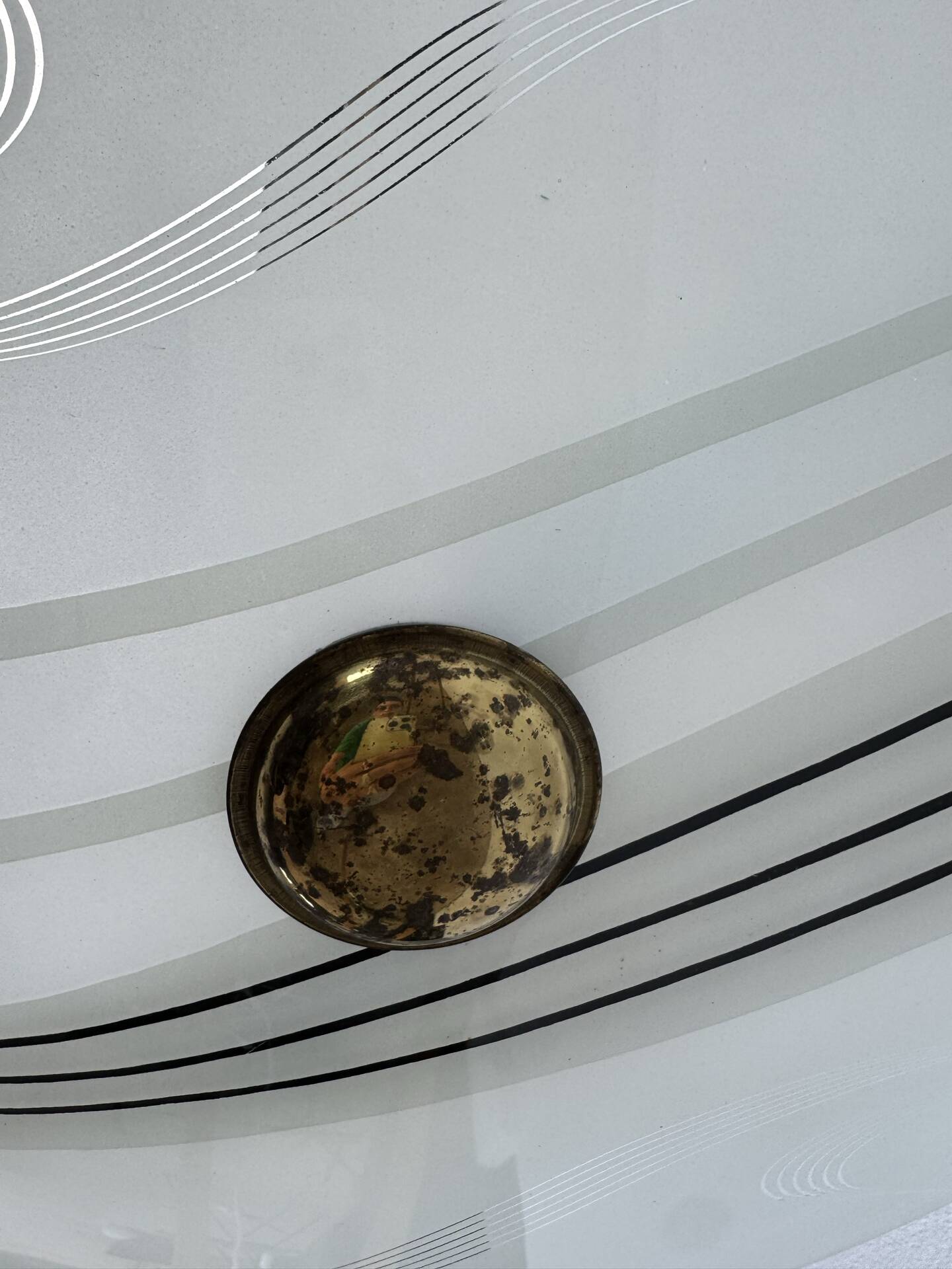 Screen-printed glass pendant from the 1960s