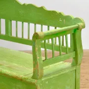 Banc en pin ancien avec rangement, années 1900
