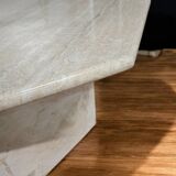 Octagonal coffee table in travertine