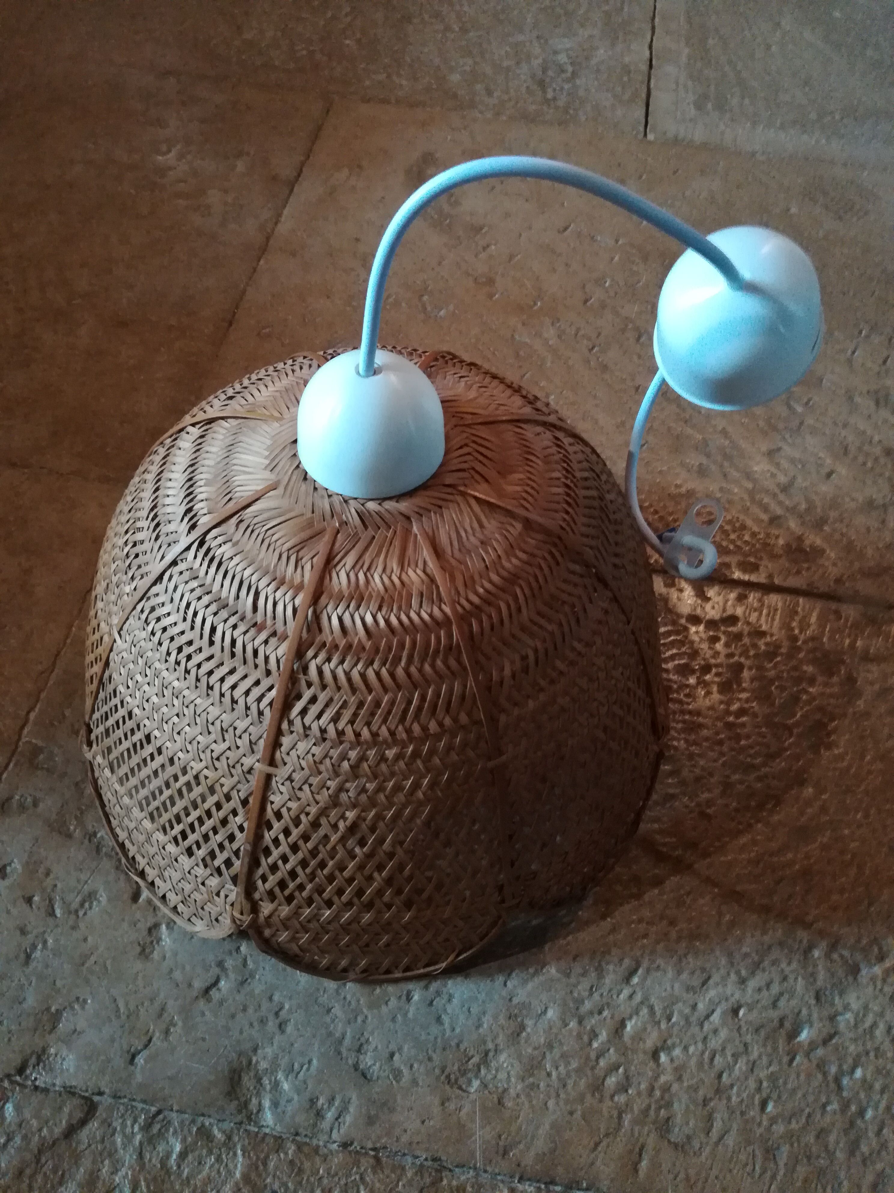 Vintage braided rattan pendant light