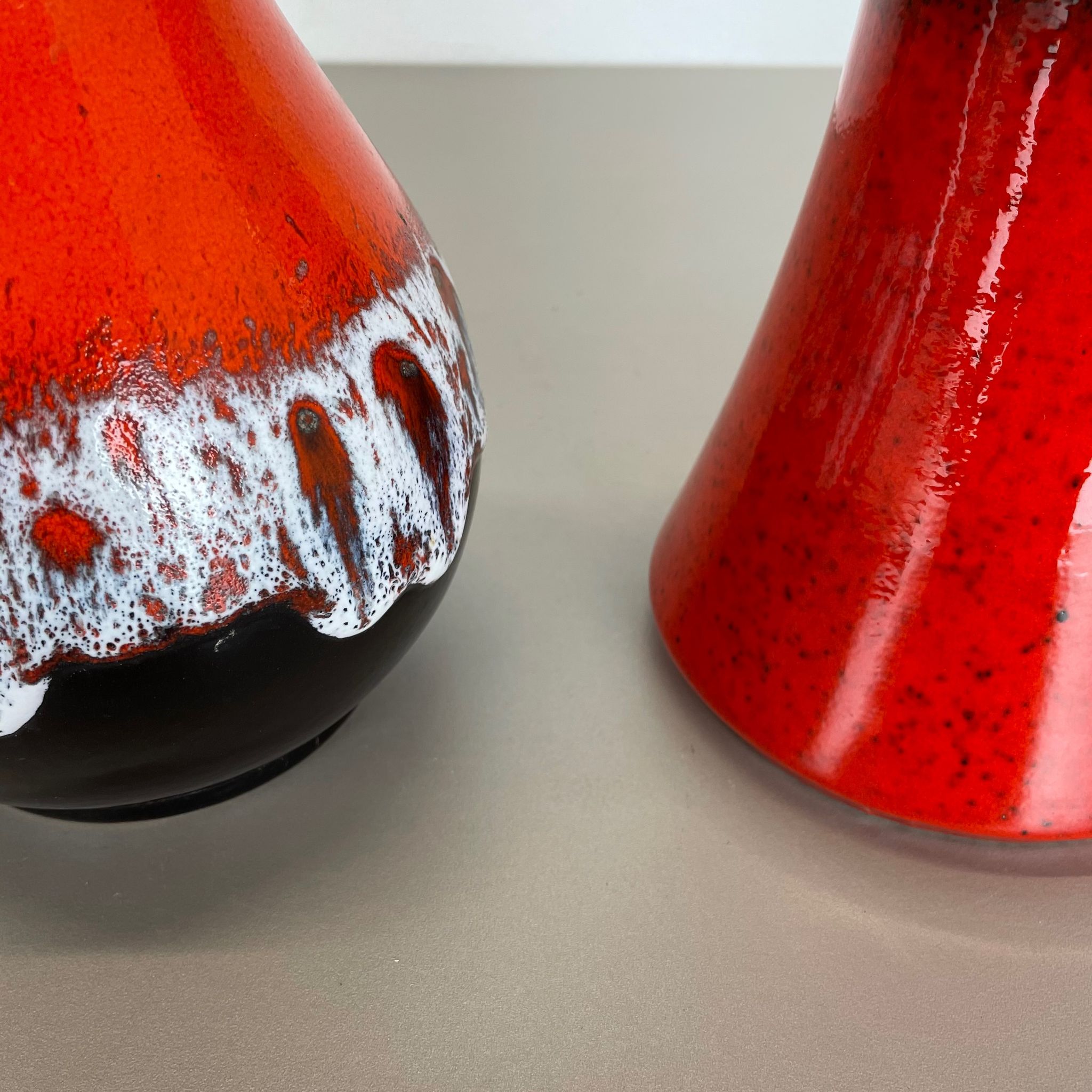 Set of 2 Multi-Color Fat Lava Op Art Pottery Vase Made by JASBA Ceramics Germany