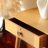 Console Vintage en Chêne Massif – Pieds Fuseaux & 2 Tiroirs