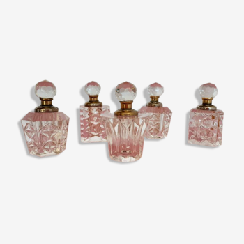 Set de 5 anciennes miniatures flacons de parfum