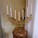 Antique bronze and brass candelabrum, large model, 19th century candlestick.