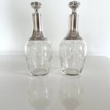 Pair of crystal and silver decanters - early 20th century