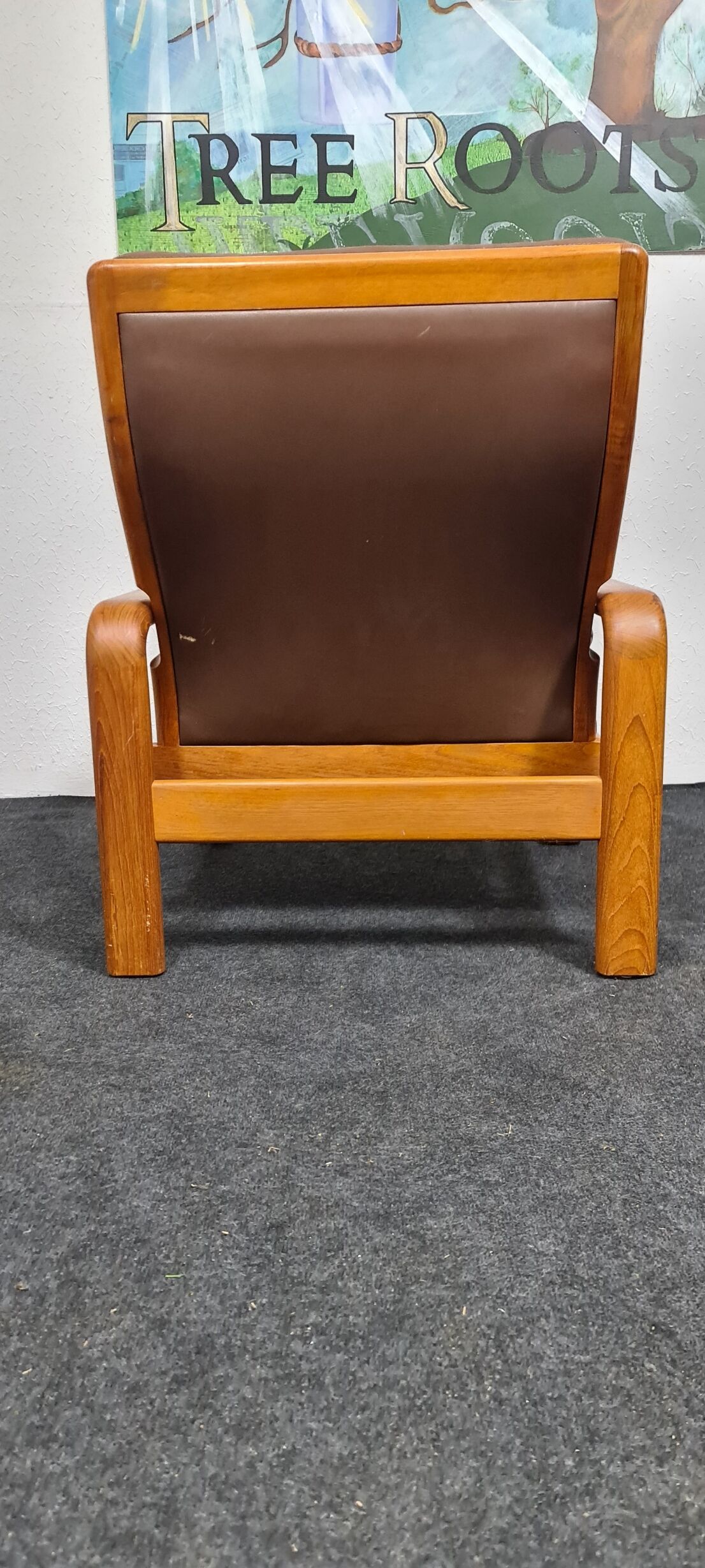 Brown leather Danish design arm chair by I Olsen&son Mobelfabrik