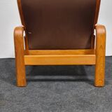 Brown leather Danish design arm chair by I Olsen&son Mobelfabrik