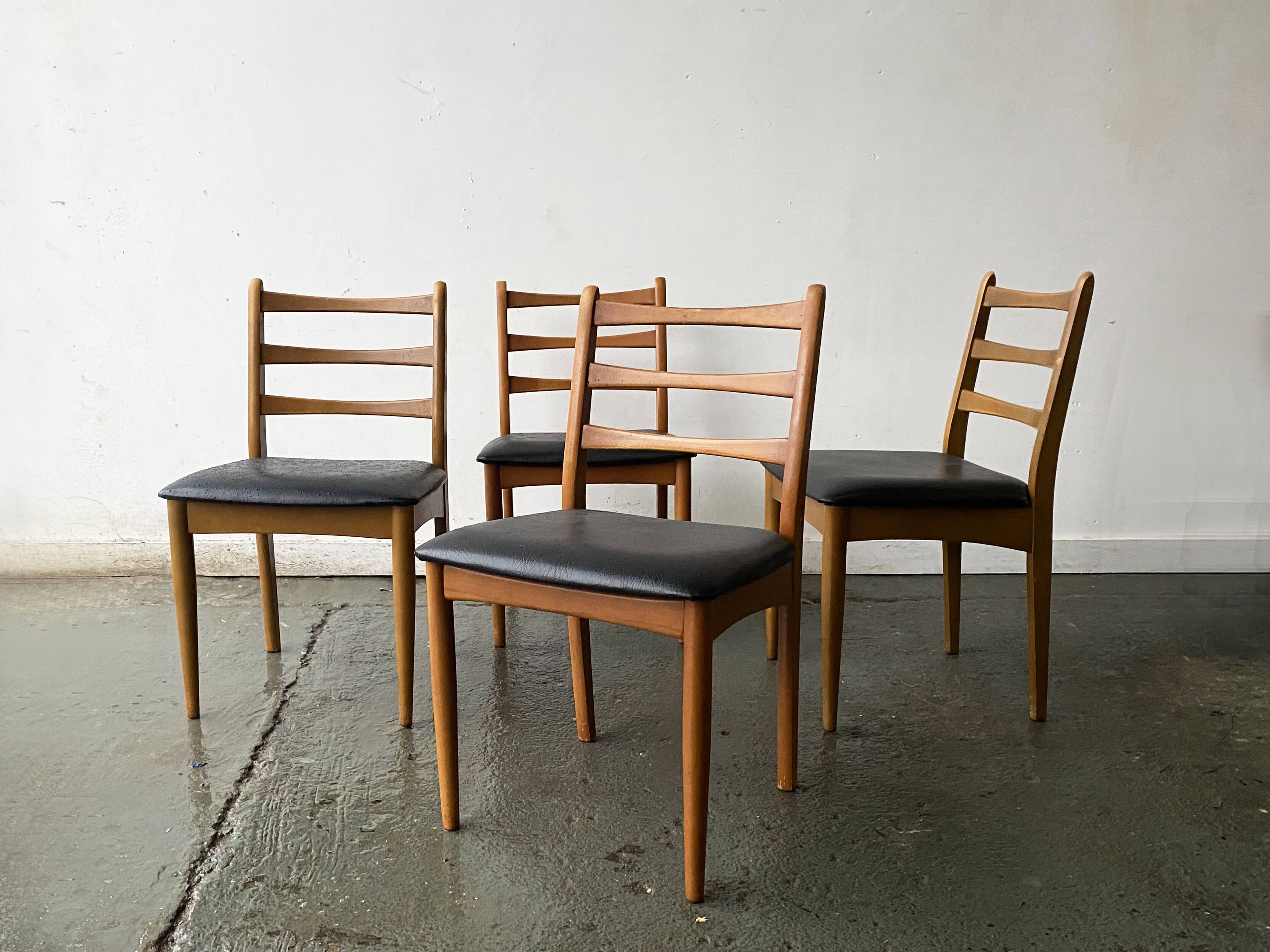 Set 4 Mid century 1970’s  high back dining chairs by Schreiber