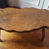 Table basse tronc d'arbre années 70 en bois massif