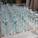 Set of hand-blown stemmed bubble glasses