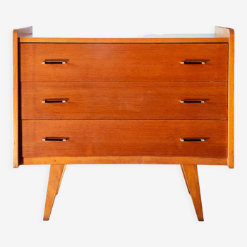 Chest of drawers year 60-70, compass foot, blond oak