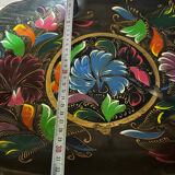 Mid-century hand-painted floral decorative tray / catchall 49 cm / 33 cm