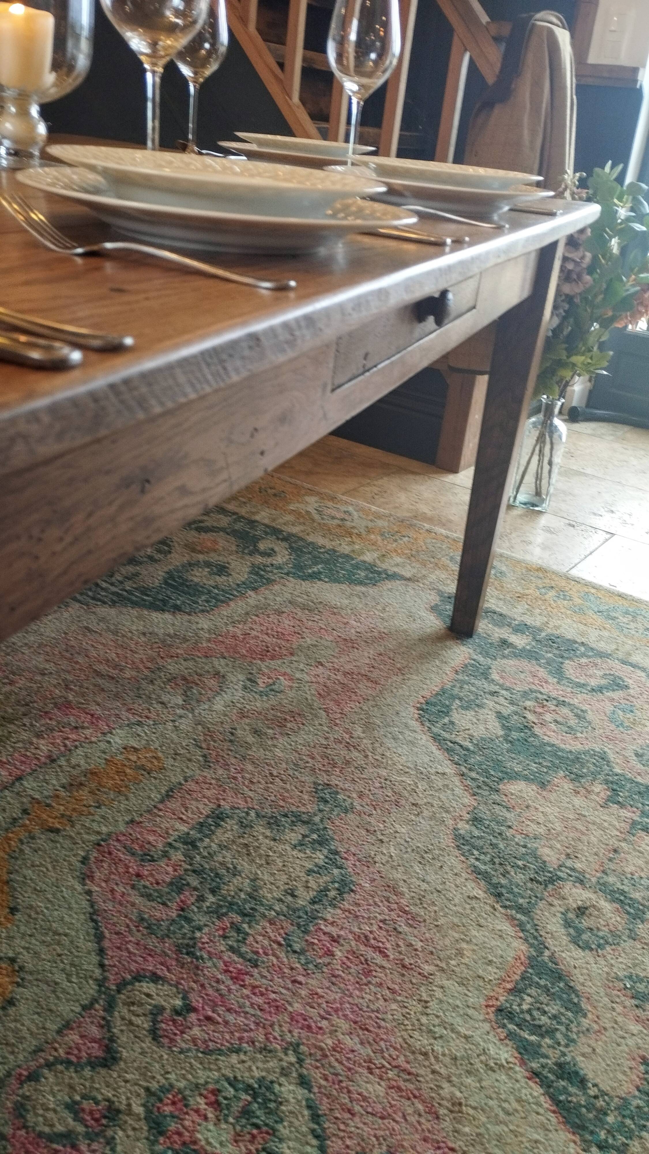 XXL solid oak farmhouse table 260x100 patinated two drawers