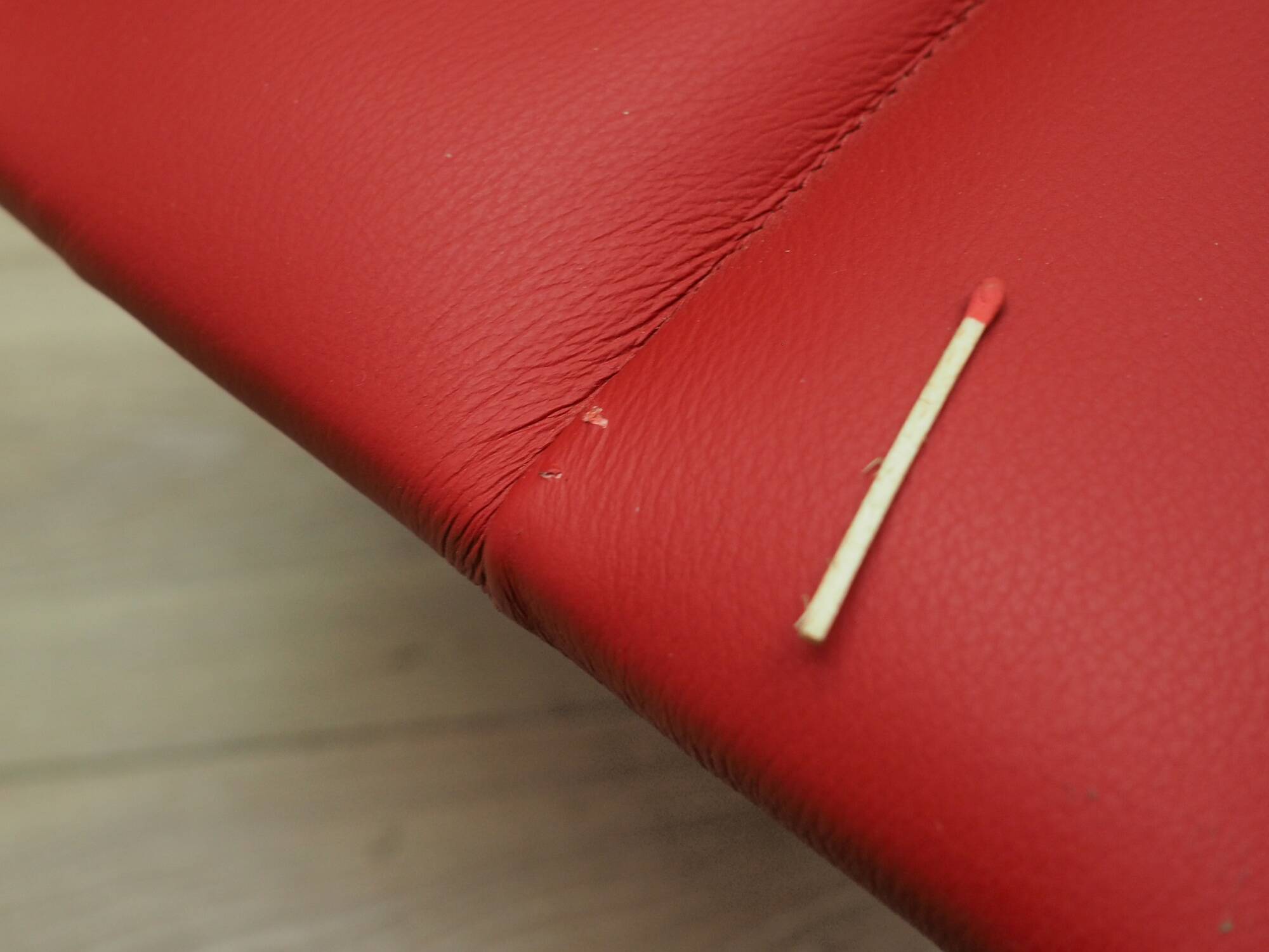 Red eco leather bench, Danish design, 1990s, production: Denmark