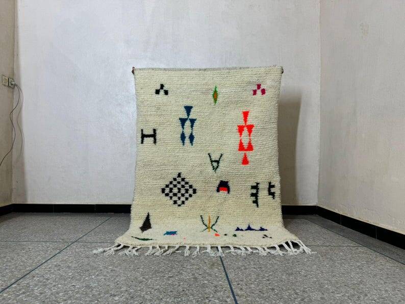 Custom white rug - colorful Beni Ourain rug 250/150cm