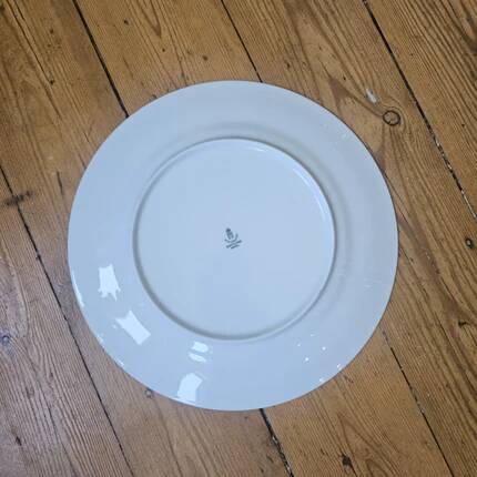 8 grandes assiettes plates vintage en porcelaine Winterling Bavaria - Marli jaune marbré