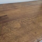Rustic farmhouse coffee table with two drawers, solid oak, 19th century - 1.97m