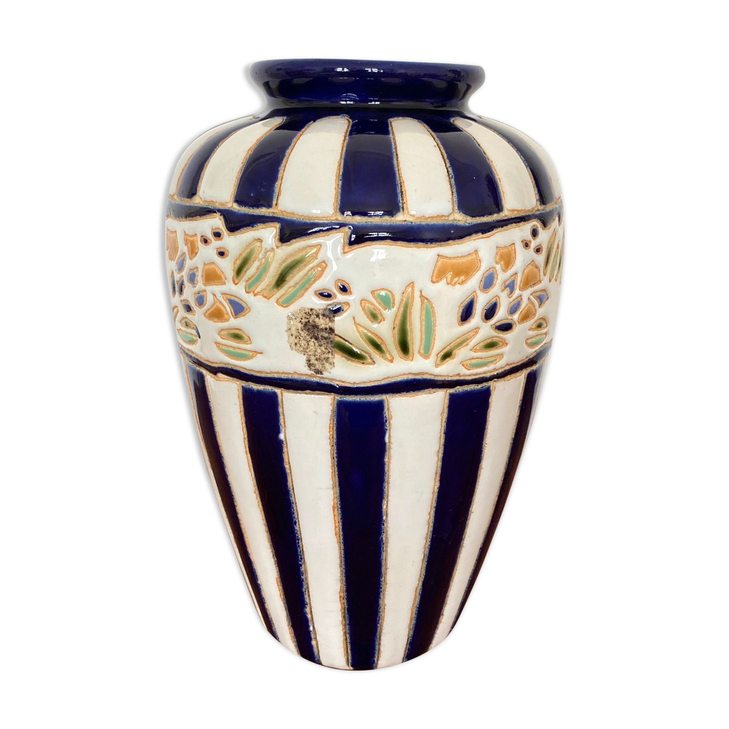 Vintage hand-painted terracotta vase