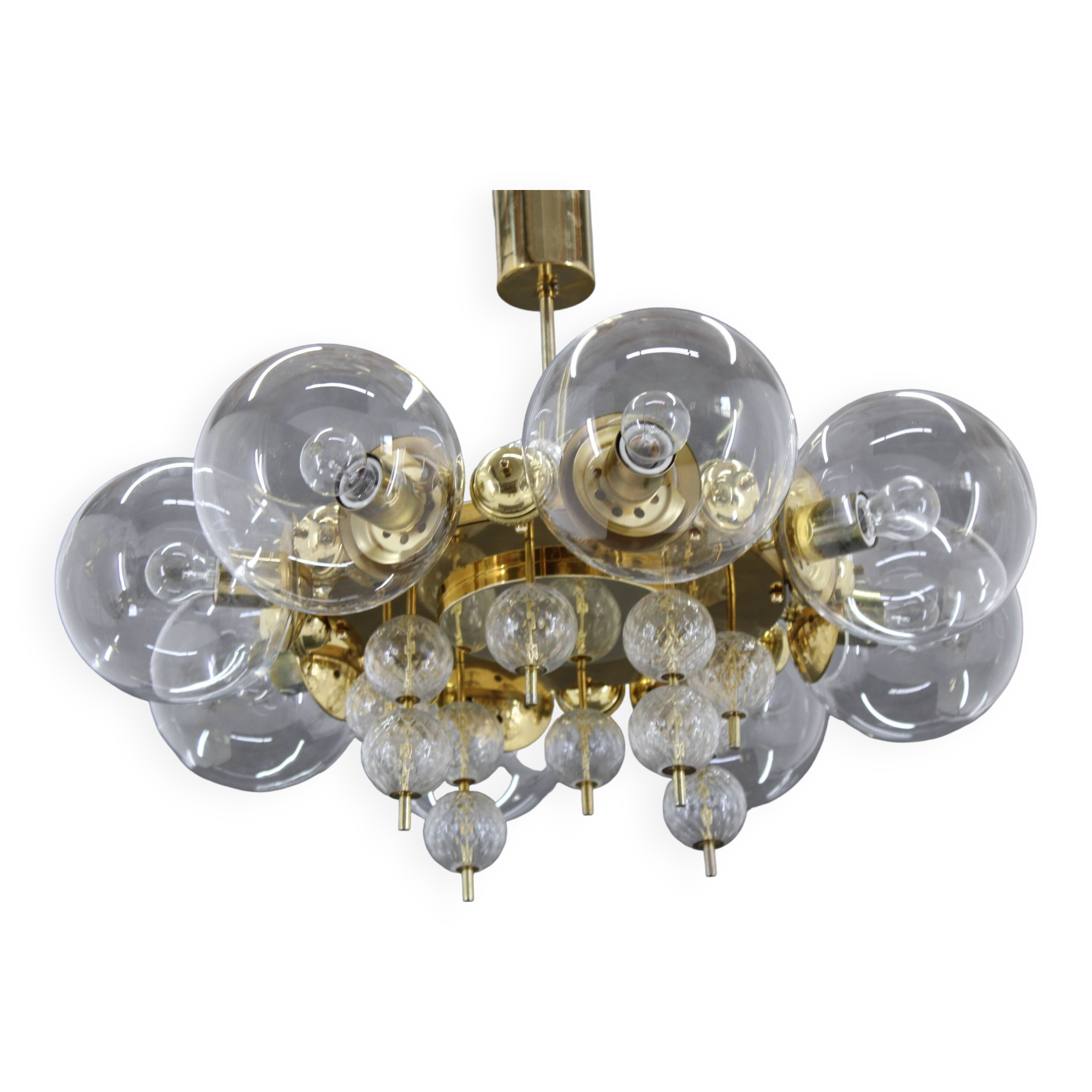 1970s Large Chandelier in Brass Finish by Kamenicky Senov ,up to 10 items