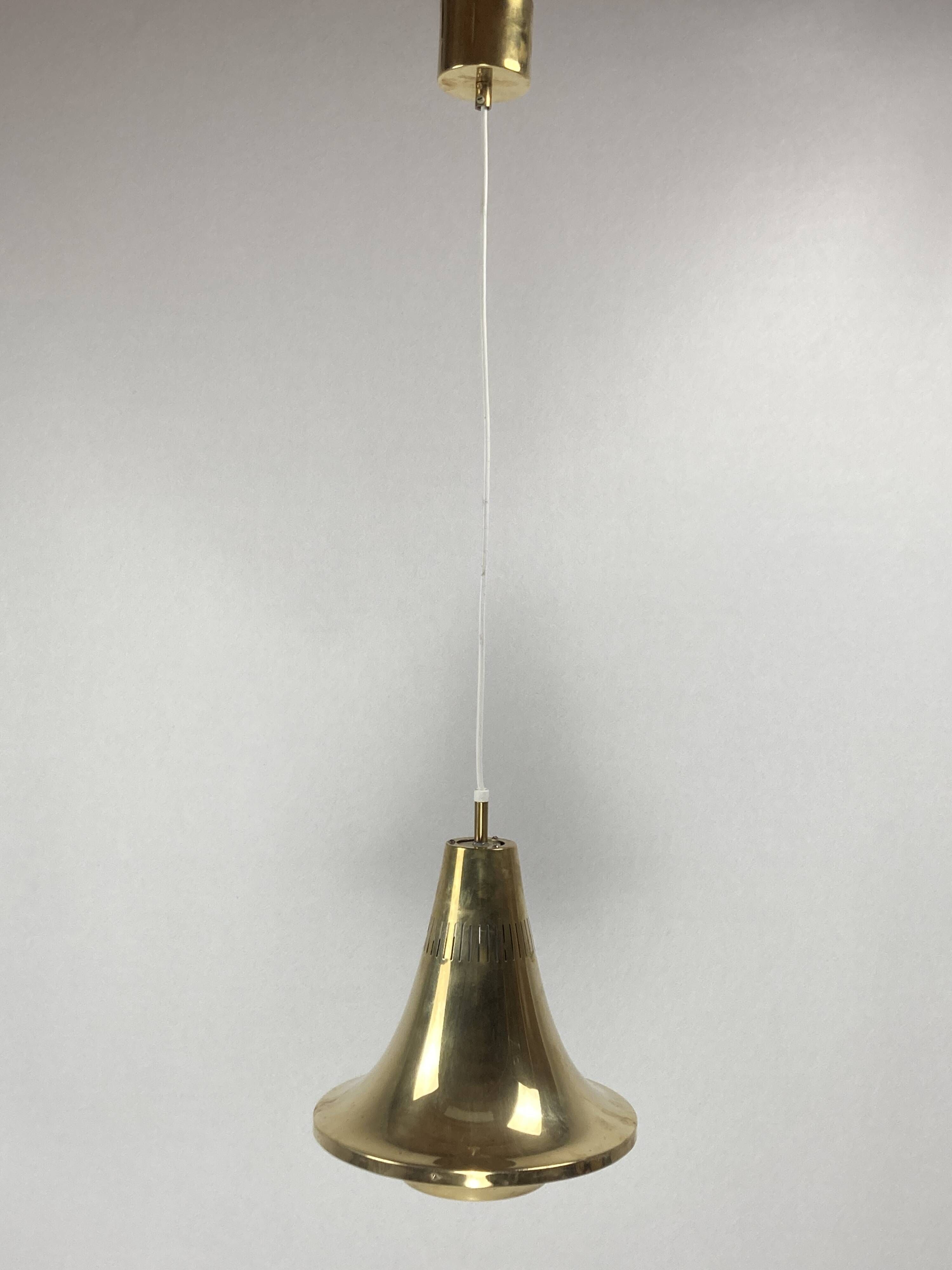 Scandinavian brass hanging pendant lamp by Hans Agne Jakobsson, Sweden 1960s