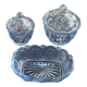 Lot consisting of 3 glassware, lavender blue, two jars with lids and a pocket emptier, vintage