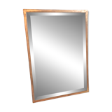 Beveled mercury mirror and japanese art nouveau illustration on the back