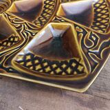 Art Deco French majolica rectangular oyster tray from Sarreguemines