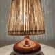 Vintage bedside lamp in enamelled stoneware and jute rope
