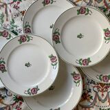 6 assiettes plates anciennes en faïence, L’Amandinoise