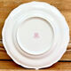 6 old flat table plates, Gien earthenware, pink landscape model.