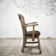 Dutch brutalist solid oak armchair with reupholstered leather seat, 1970s