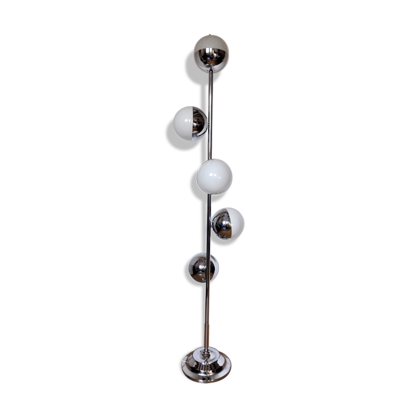 Lampadaire spirale chromé, design 70